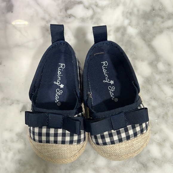 Rising Star Other - 𝅺rising Star Baby Girl Espadrilles Navy Blue Gingham Bow 6-9 months